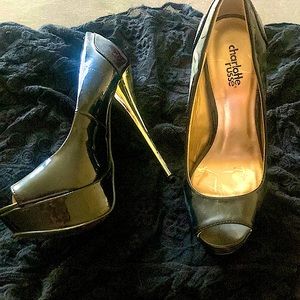 Black open toed high heels